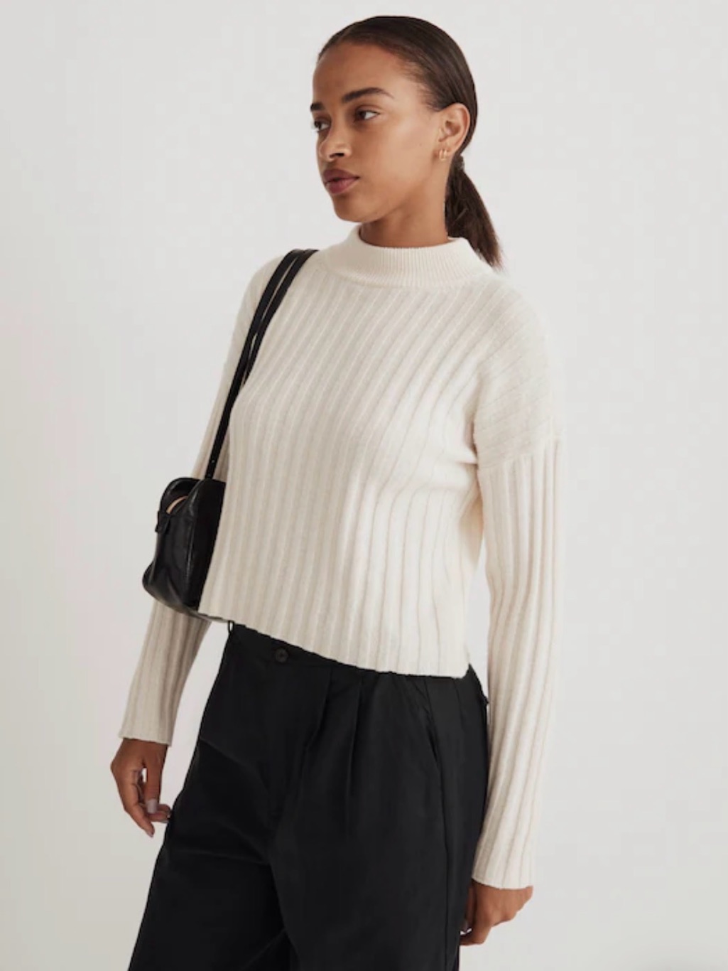 Madewell New Size Xl Mockneck Crop Pullover Sweater Color Antique Cream Msrp $88